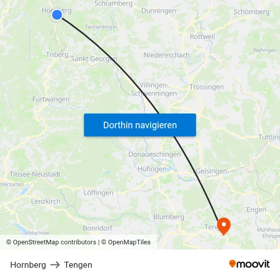 Hornberg to Tengen map