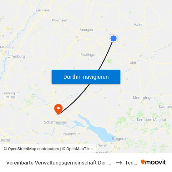 Vereinbarte Verwaltungsgemeinschaft Der Stadt Göppingen to Tengen map