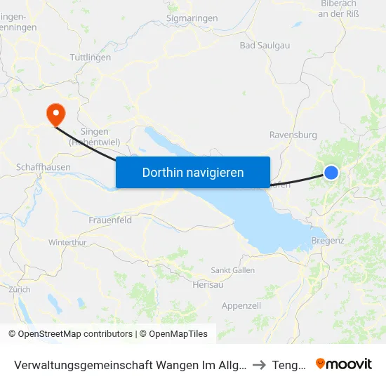 Verwaltungsgemeinschaft Wangen Im Allgäu to Tengen map