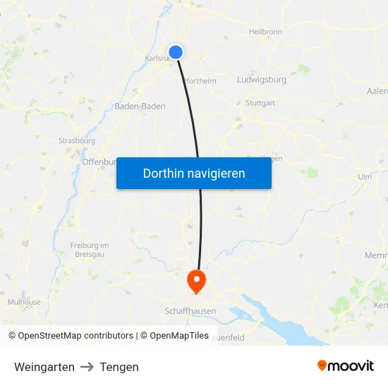 Weingarten to Tengen map