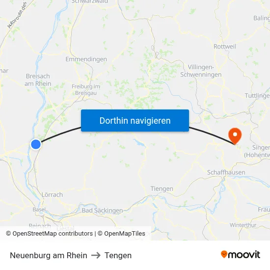 Neuenburg am Rhein to Tengen map