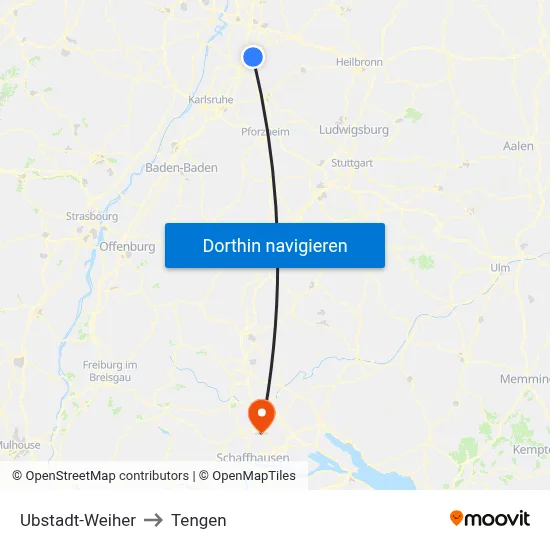 Ubstadt-Weiher to Tengen map