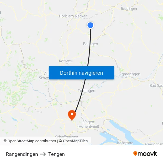 Rangendingen to Tengen map
