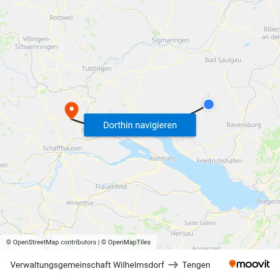 Verwaltungsgemeinschaft Wilhelmsdorf to Tengen map