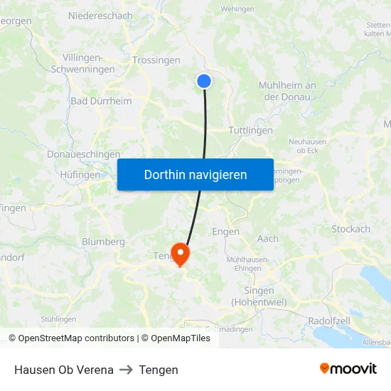 Hausen Ob Verena to Tengen map