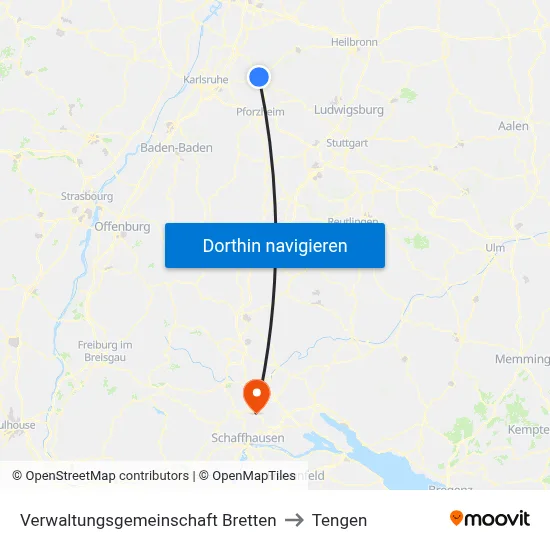 Verwaltungsgemeinschaft Bretten to Tengen map