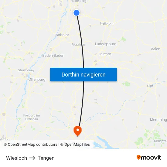 Wiesloch to Tengen map
