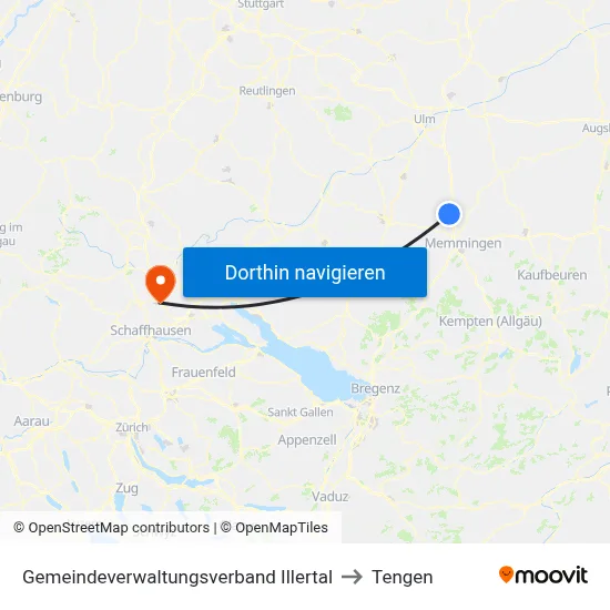 Gemeindeverwaltungsverband Illertal to Tengen map