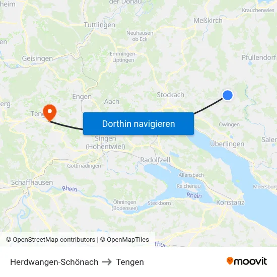 Herdwangen-Schönach to Tengen map