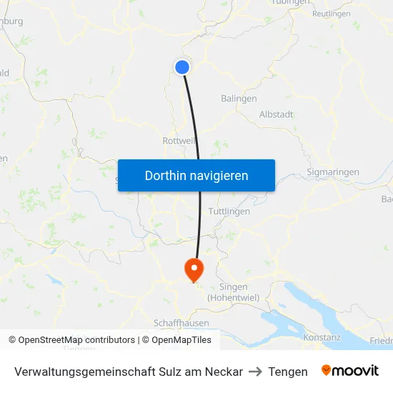 Verwaltungsgemeinschaft Sulz am Neckar to Tengen map