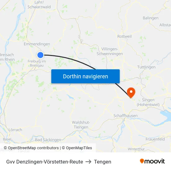 Gvv Denzlingen-Vörstetten-Reute to Tengen map
