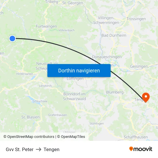 Gvv St. Peter to Tengen map