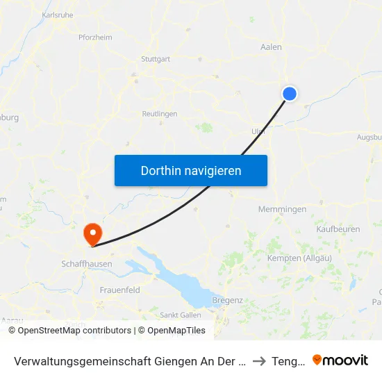 Verwaltungsgemeinschaft Giengen An Der Brenz to Tengen map