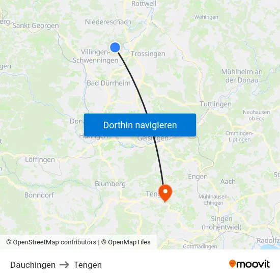 Dauchingen to Tengen map