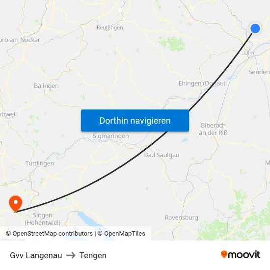 Gvv Langenau to Tengen map