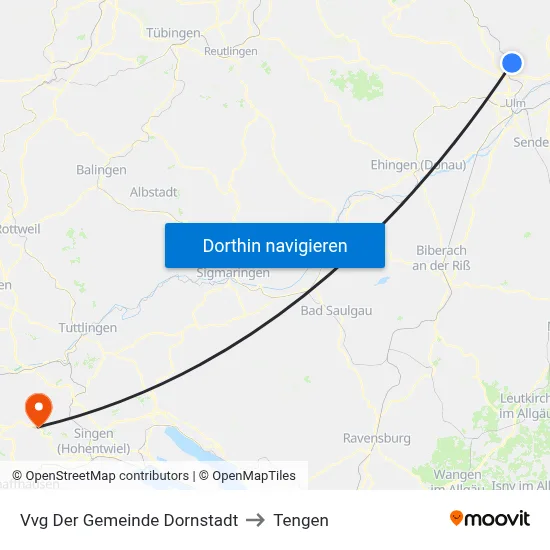 Vvg Der Gemeinde Dornstadt to Tengen map