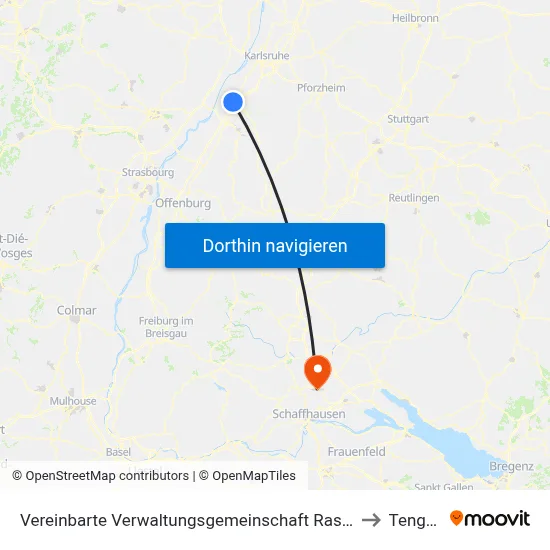 Vereinbarte Verwaltungsgemeinschaft Rastatt to Tengen map