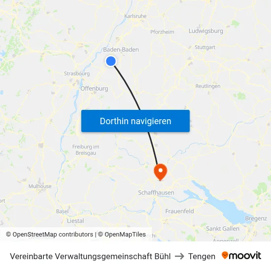 Vereinbarte Verwaltungsgemeinschaft Bühl to Tengen map