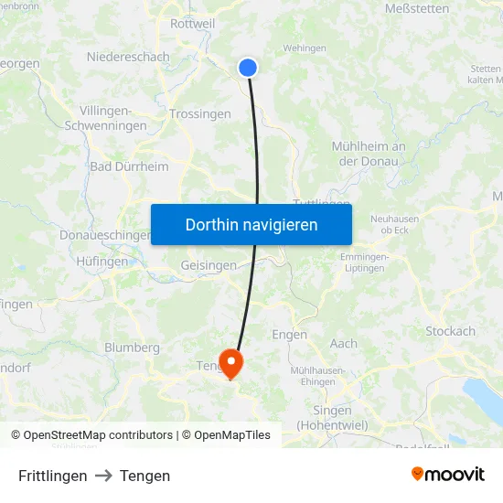 Frittlingen to Tengen map