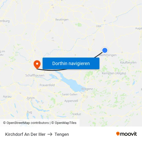 Kirchdorf An Der Iller to Tengen map