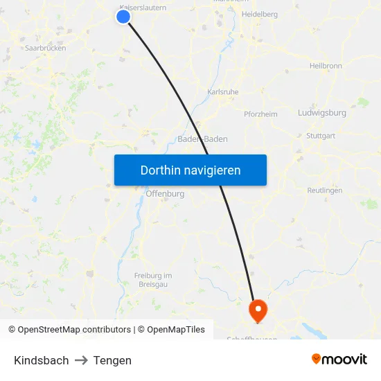 Kindsbach to Tengen map