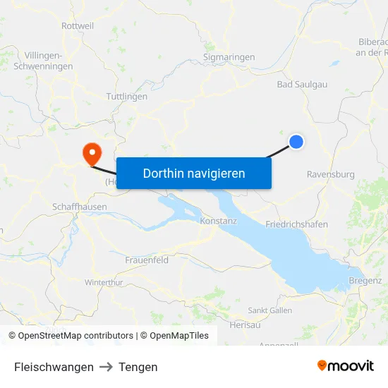 Fleischwangen to Tengen map
