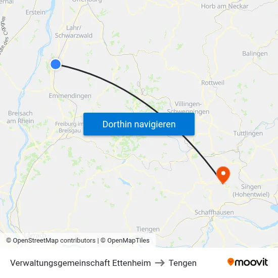 Verwaltungsgemeinschaft Ettenheim to Tengen map