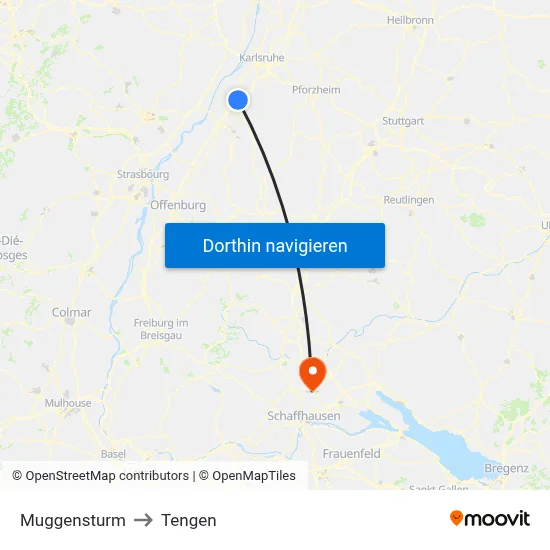 Muggensturm to Tengen map