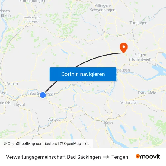 Verwaltungsgemeinschaft Bad Säckingen to Tengen map