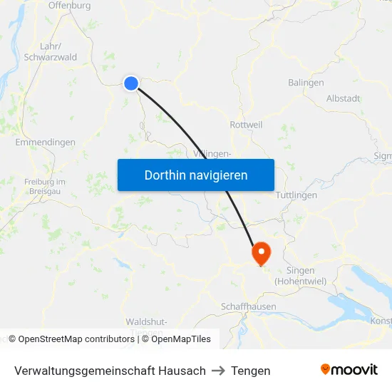 Verwaltungsgemeinschaft Hausach to Tengen map