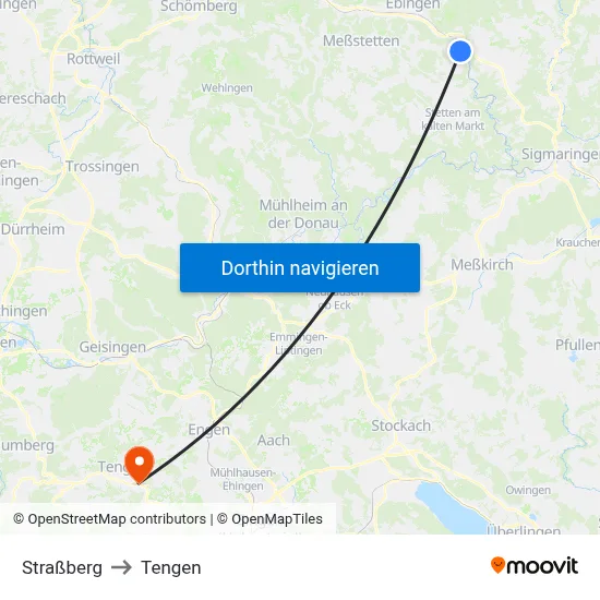 Straßberg to Tengen map