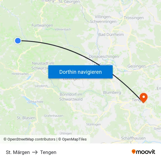 St. Märgen to Tengen map