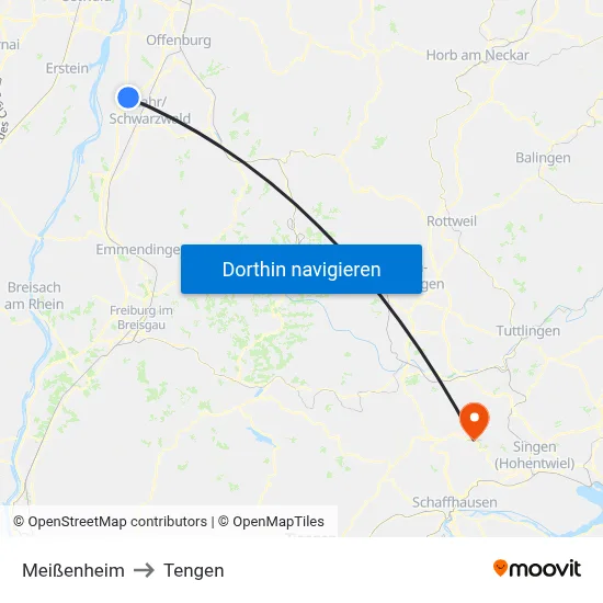 Meißenheim to Tengen map