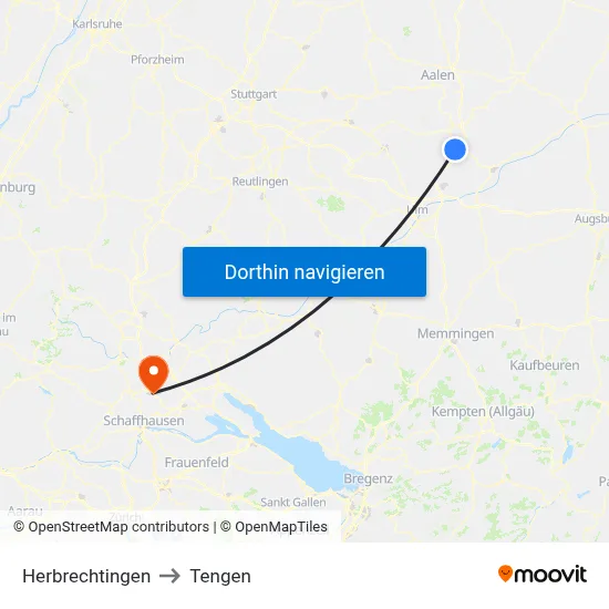 Herbrechtingen to Tengen map