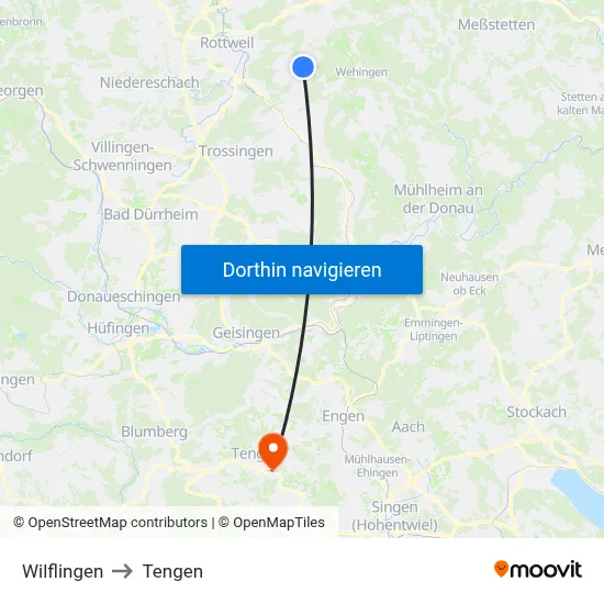 Wilflingen to Tengen map