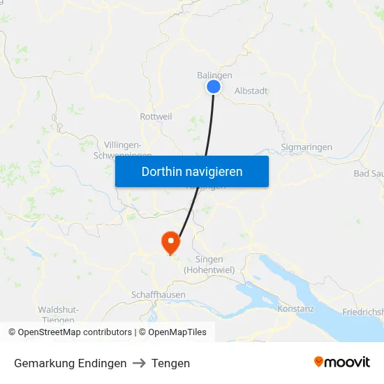 Gemarkung Endingen to Tengen map