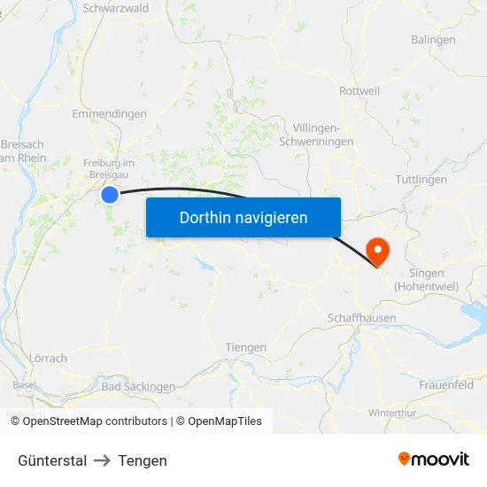 Günterstal to Tengen map