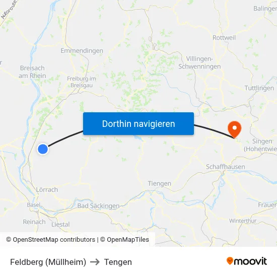 Feldberg (Müllheim) to Tengen map