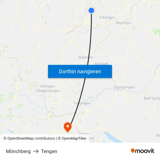Mönchberg to Tengen map