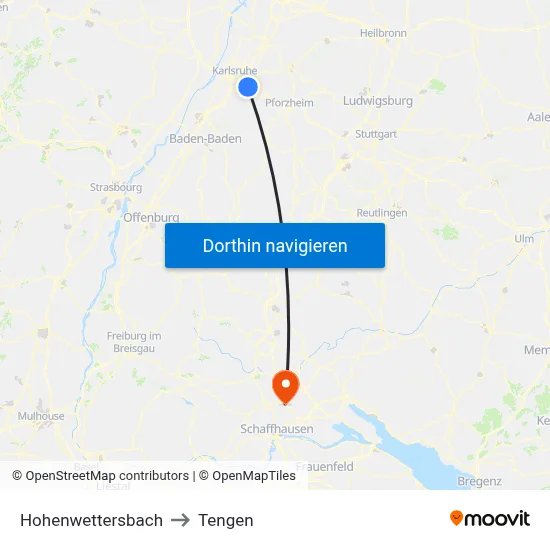 Hohenwettersbach to Tengen map