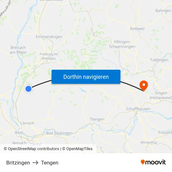 Britzingen to Tengen map