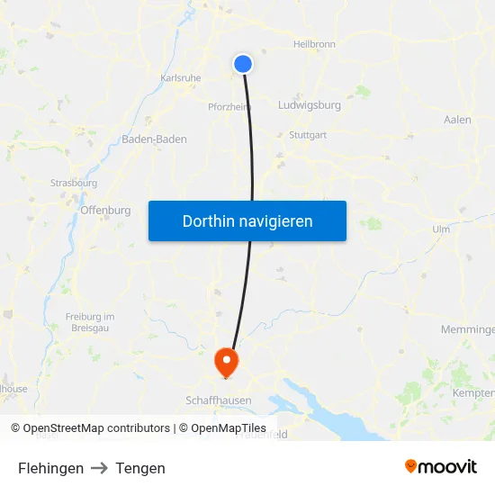 Flehingen to Tengen map