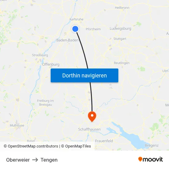 Oberweier to Tengen map