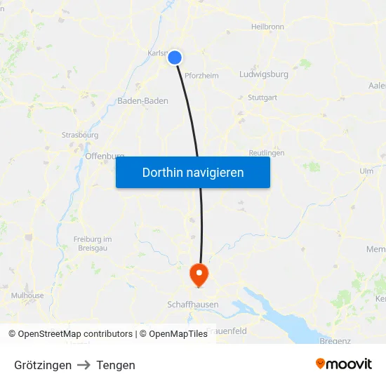 Grötzingen to Tengen map