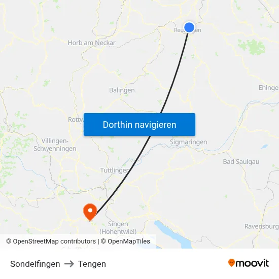 Sondelfingen to Tengen map