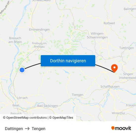 Dattingen to Tengen map