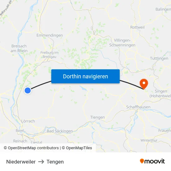 Niederweiler to Tengen map
