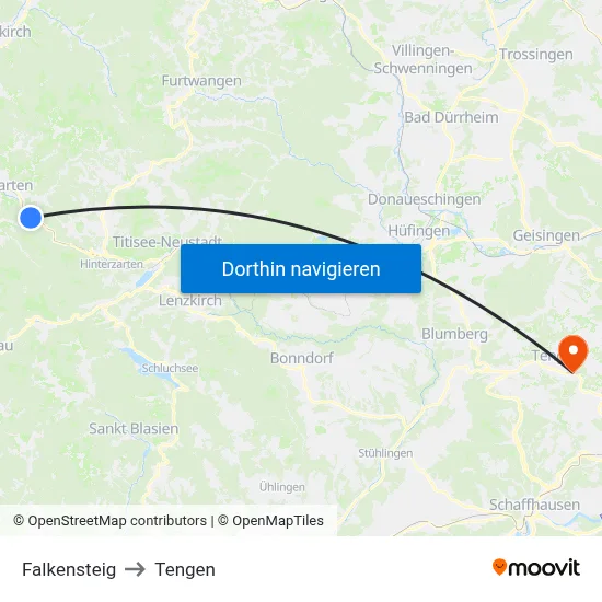Falkensteig to Tengen map