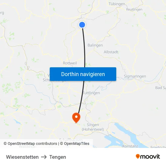 Wiesenstetten to Tengen map