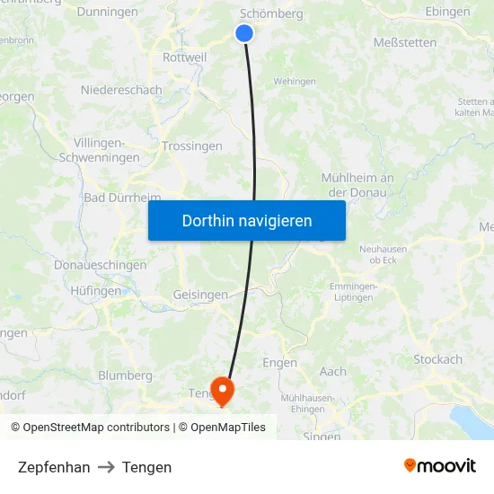 Zepfenhan to Tengen map